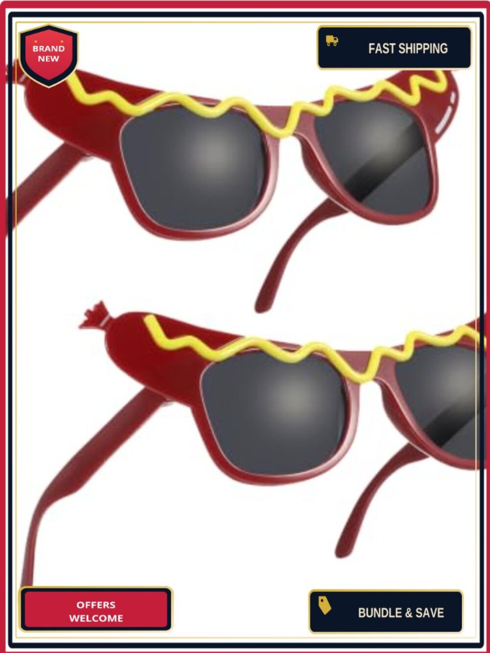 2pc Hot Dog Novelty Sunglasses Funny Party Eyewear Photo Props